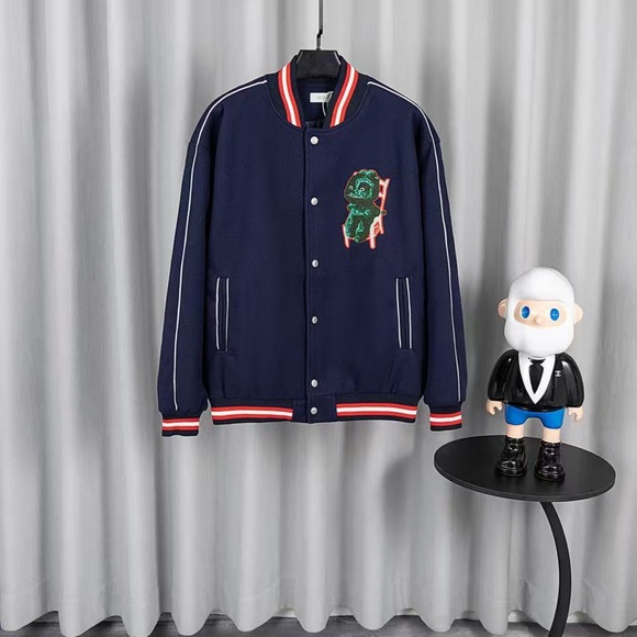 Dior Navy Bomber Jacket with Embroidered Patch - Picture 1 of 8